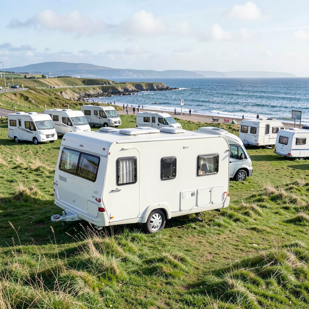 Motorhomes and caravans settle onto waterfront green